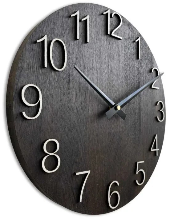 Luxusné drevené nástenné hodiny Wenge s 3D číslicami | SENTOP MAS016-OSMO-3169-heads-black