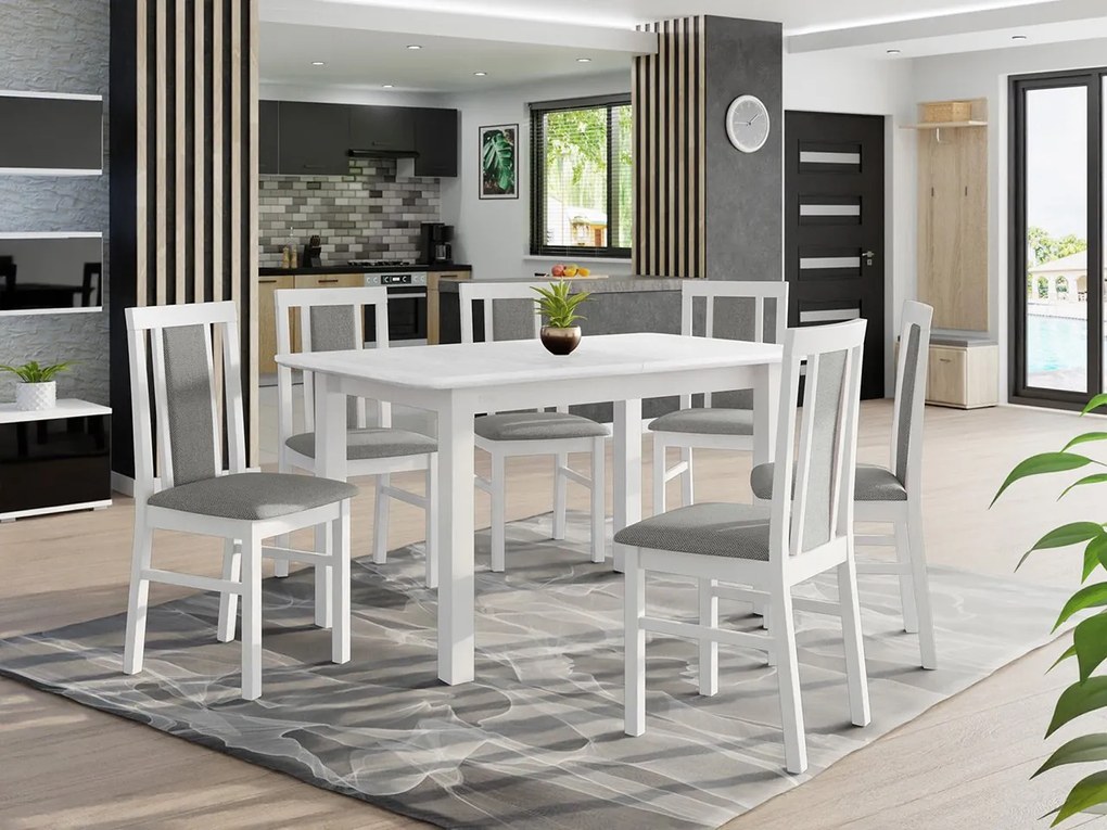 Rozkladací stôl so 6 stoličkami - AL65, Morenie: orech, Poťahové látky: Zetta 297