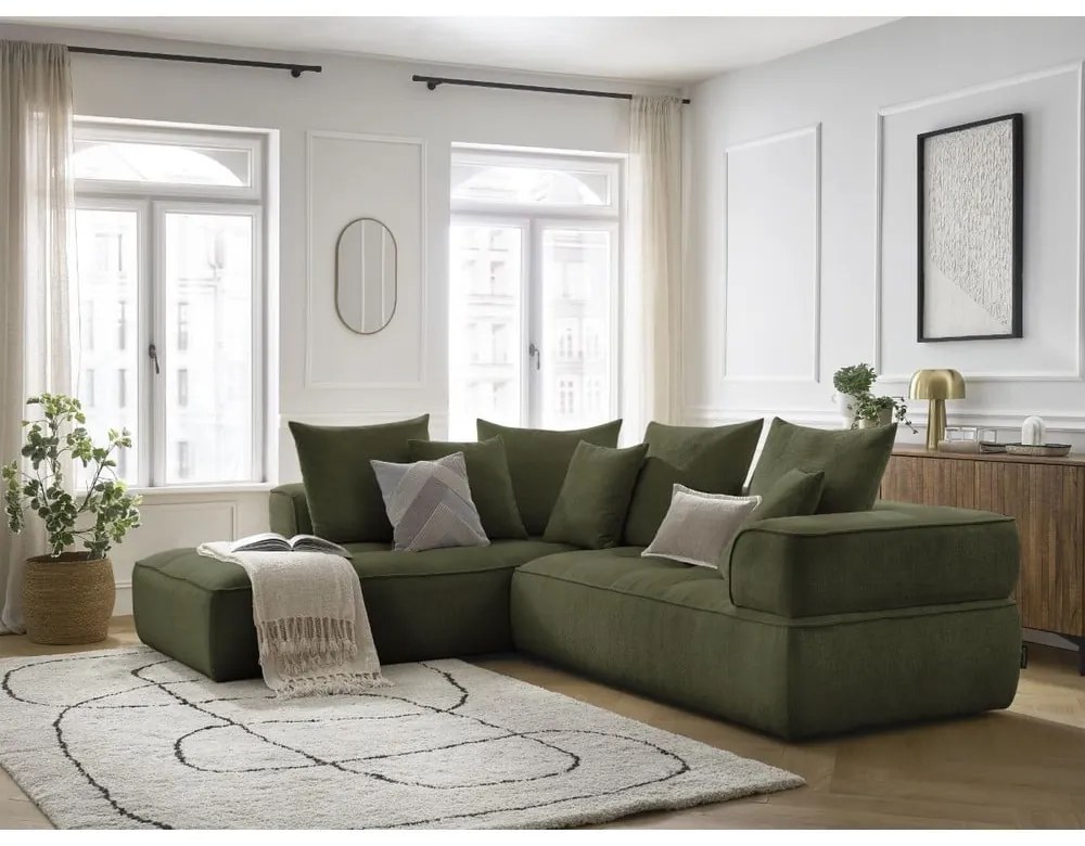 Zelená ženilková rohová pohovka (ľavý roh/do L) Whesley – Bobochic Paris