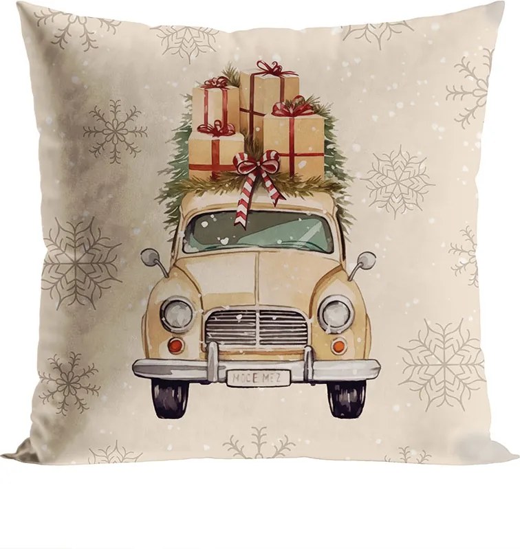 Vianočná obliečka na vankúš Velvet Christmas Car 40x40 cm | INTERMEDIC SK