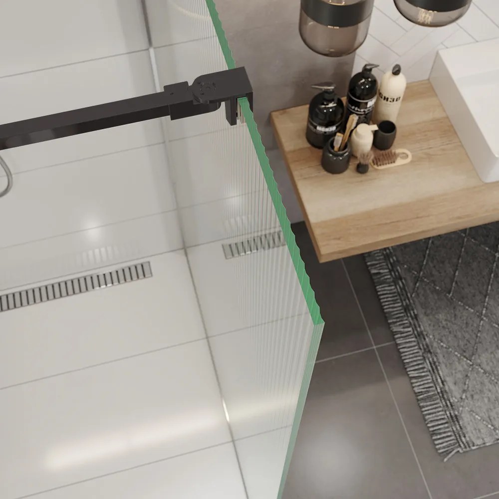 Mereo Mereo, Sprchová stena WALK IN, Novea, black ALU, sklo Line, MER-CK10600HBL