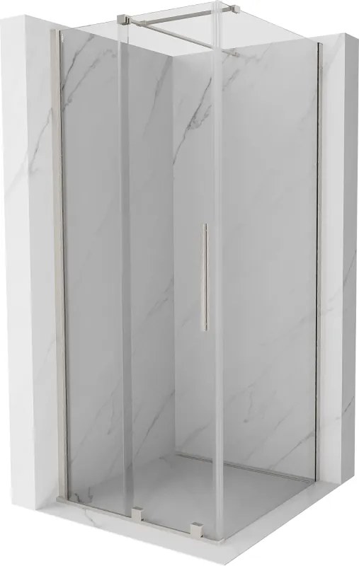 Mexen Velar, sprchový kút s posuvnými dverami 110 x 110 cm, 8mm číre sklo, brúsená oceľ, 871-110-110-01-97