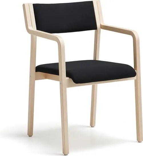 Stolička s opierkami rúk breza/čierna