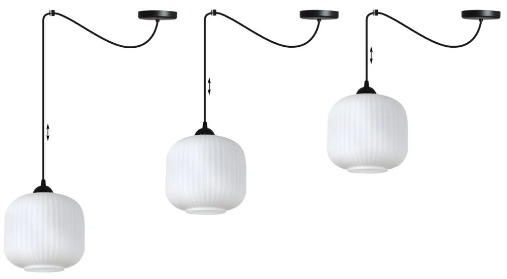 Závesné svietidlo Riffle Spider 2, 1x biele sklenené tienidlo, b