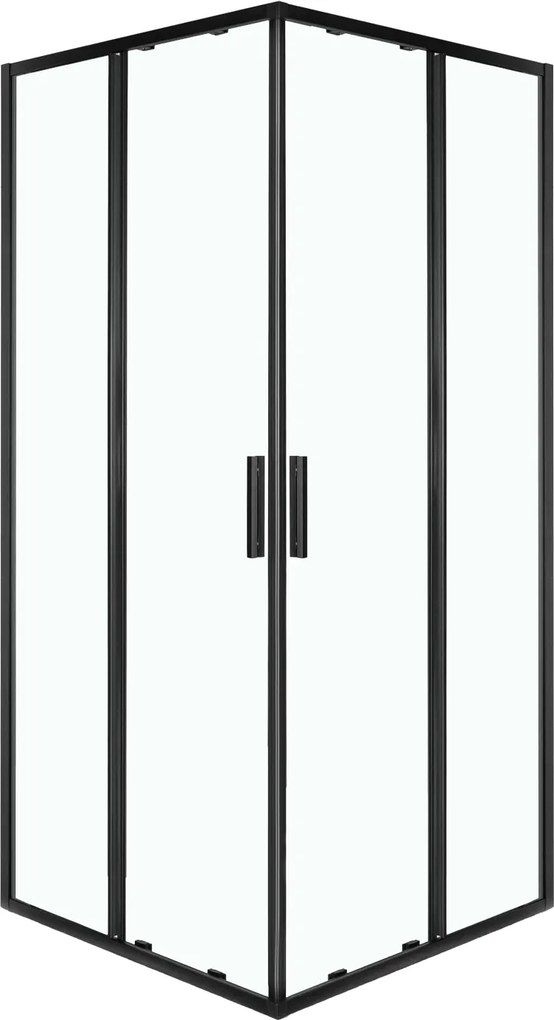 Novoterm Štvorcový sprchový kút NV-Solid SQ BL 90, čierny/transparent - bez vaničky