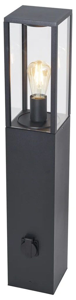 Moderná vonkajšia stojaca lampa čierna 80 cm so zásuvkou IP44 - Charlois