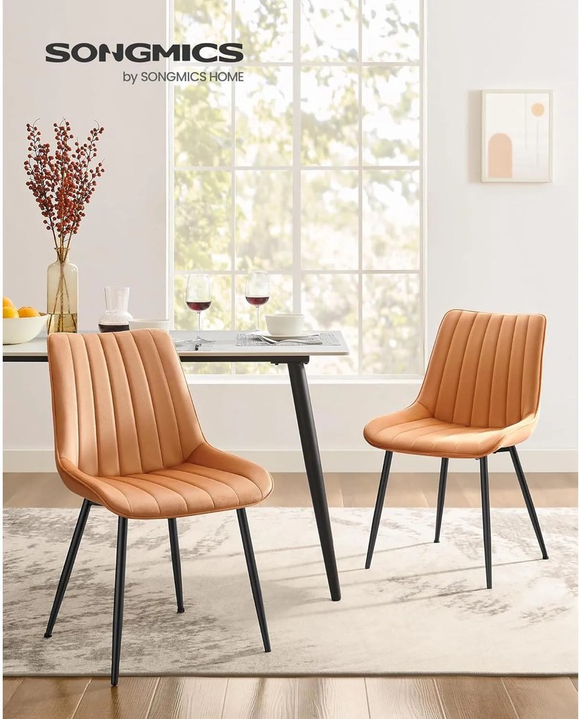Súprava 2 kuchynských stoličiek, zamatové stoličky, karamelová farba