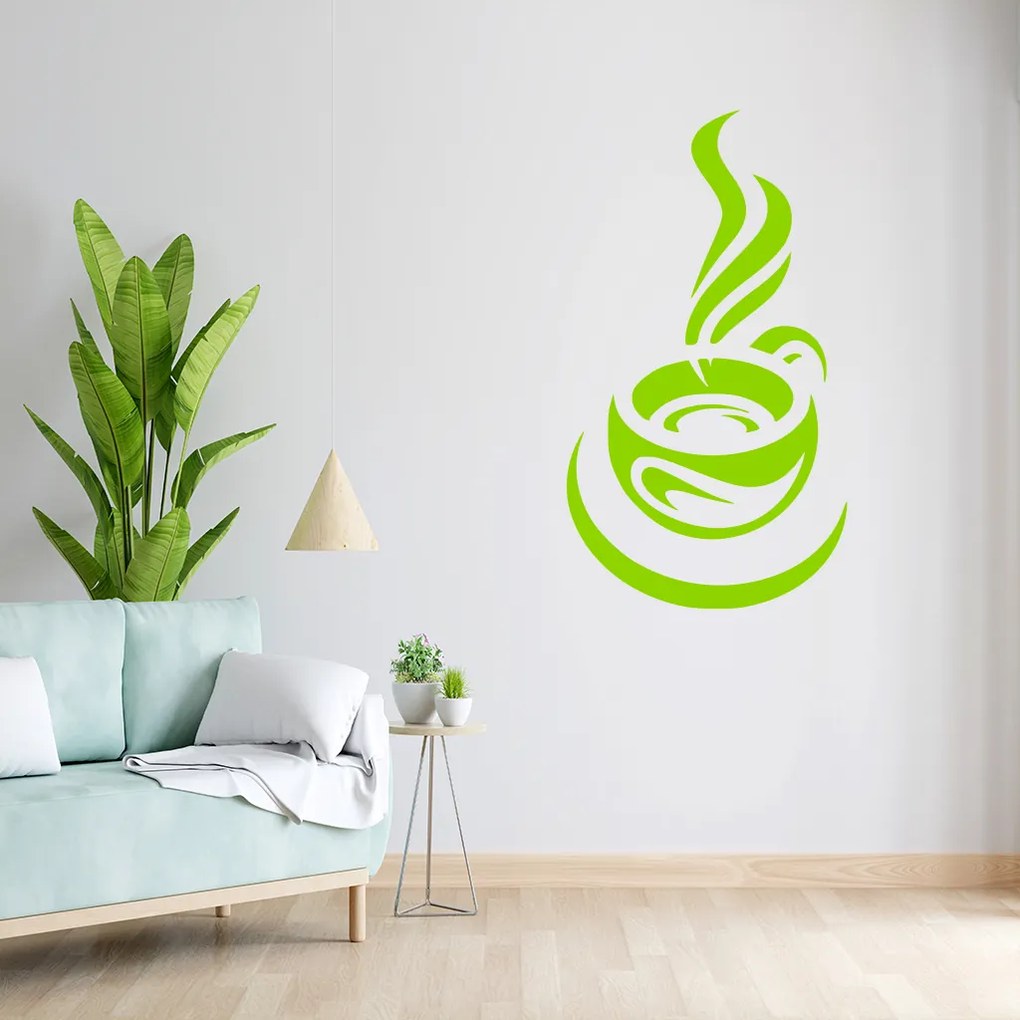 Veselá Stena Samolepka Ranná šálka kávy Farba: modrá, Veľkosť: 100 x 55 cm