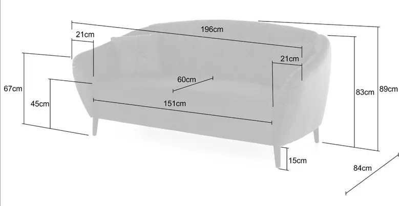 Pohovka s prešitím Leeds, šedá zamatová látka