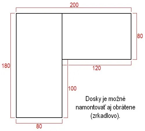 Výškovo nastaviteľný stôl OfficeTech Angle, 180 x 200 cm, biela podnož, čerešňa