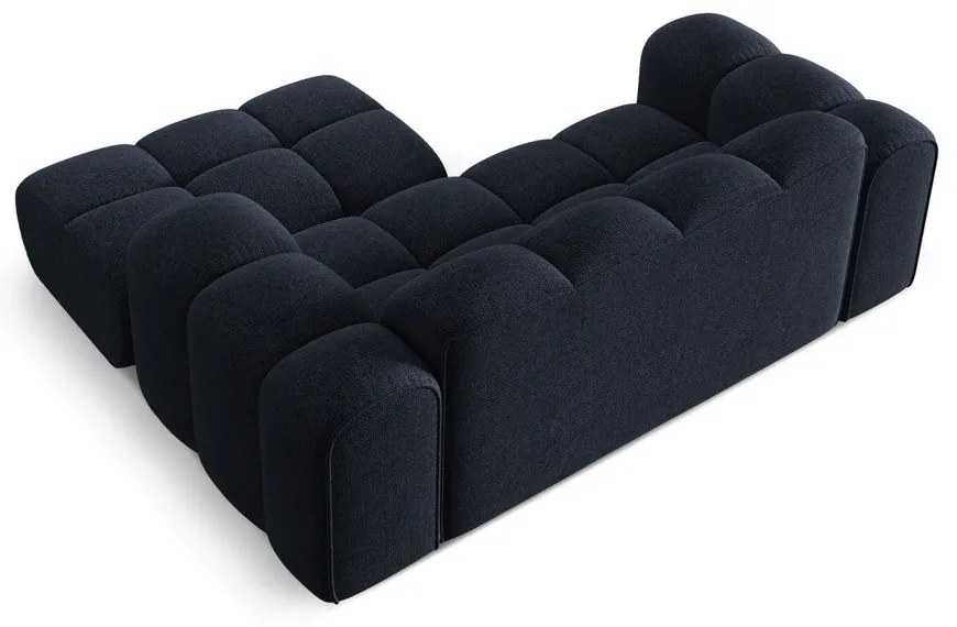 Tmavomodrá ženilková rohová pohovka (pravý roh/s leňoškou) Treno – Cosmopolitan Design