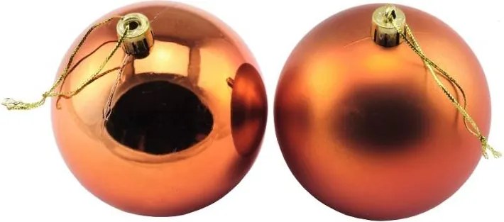 DECOLED Sada vianočných ozdôb medené plastové gule 8 cm, 12× lesklé, 12× matné, balenie 24 ks