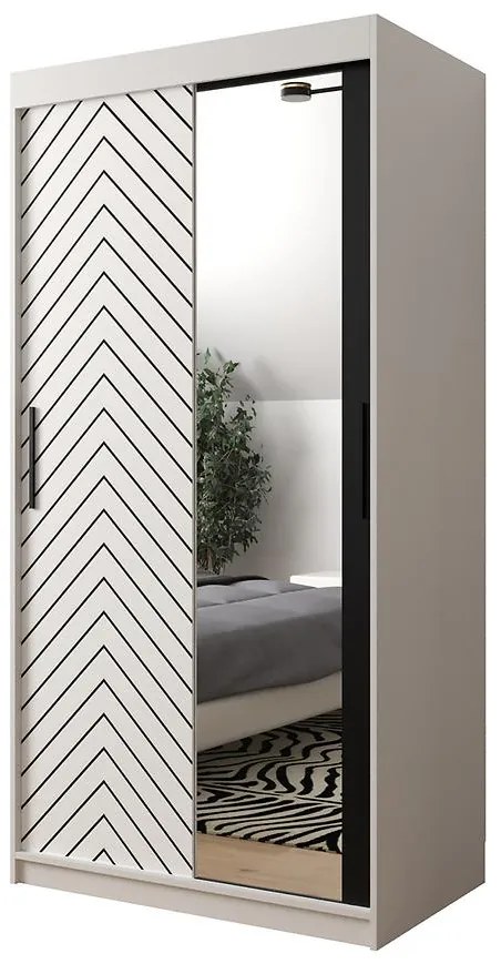 Skriňa Jodełka 2 100 biely/biely/čierna