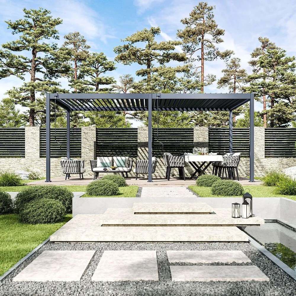 Bioklimatická pergola ECO 6x3 m, oceľ - voľne stojaca