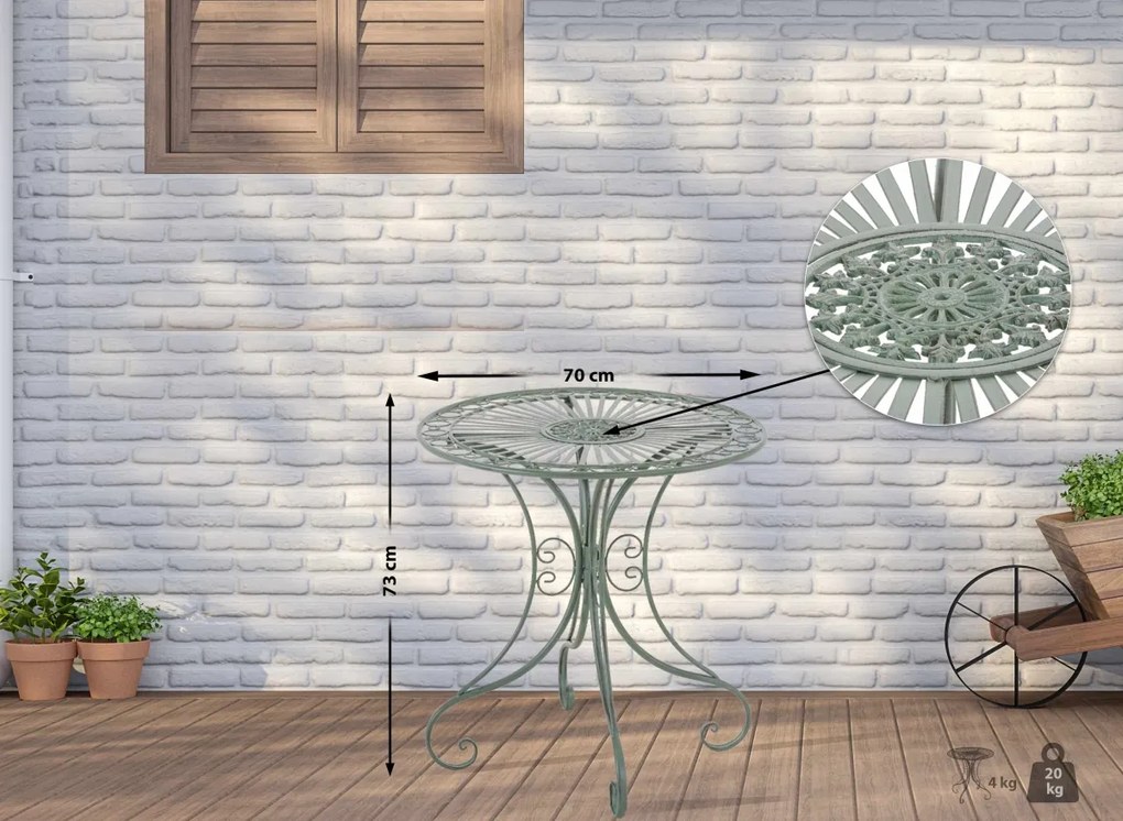 Kovový stôl GS13437402 - Zelená antik