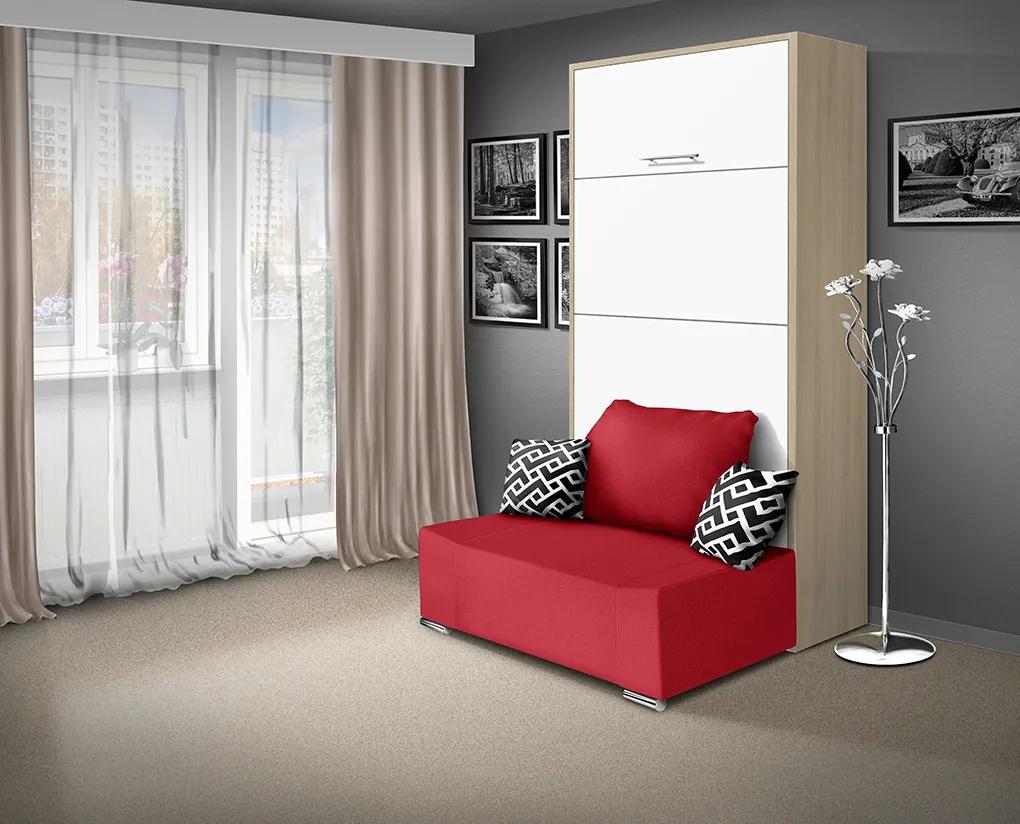Nabytekmorava Sklápacia posteľ s pohovkou VS 21058P 200x90 farba pohovky: Červená, Typ farebného prevedenia: Bielá / dvere biele
