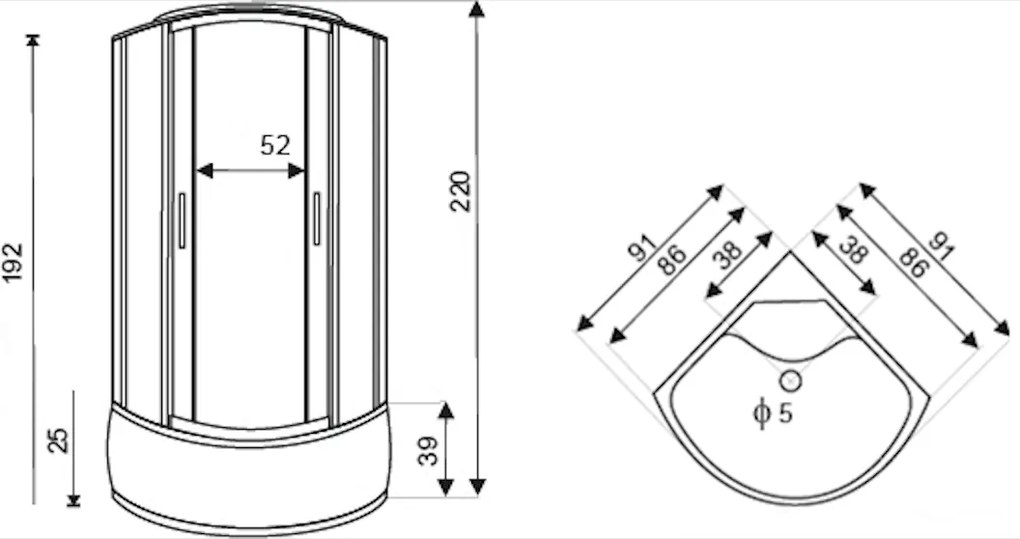 D‘Eluxe - MASÁŽNE BOXY - Sprchový Masážny Box MD70A9922 xxcm hydromasážny sprchový box grafitové 4 satén 91 220 91x91x220 52
