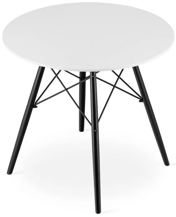 Jedálenský stôl 80 cm biely / čierne nohy