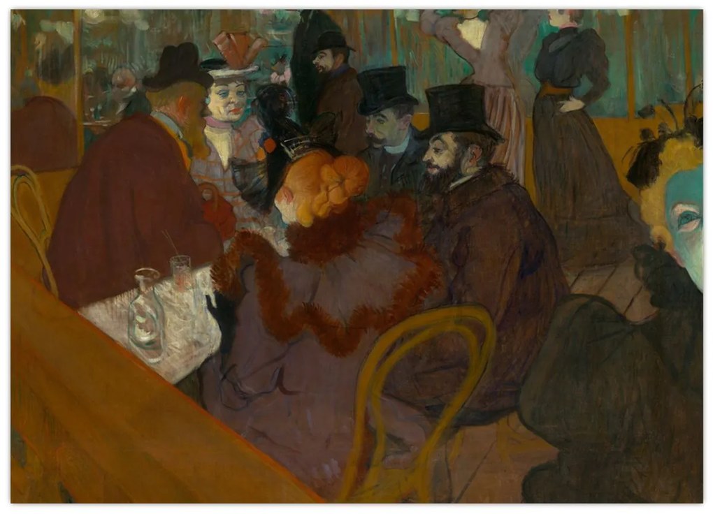 Sklenený obraz - Henri de Toulouse-Lautrec, At the Moulin Rouge, reprodukcia (70x50 cm)