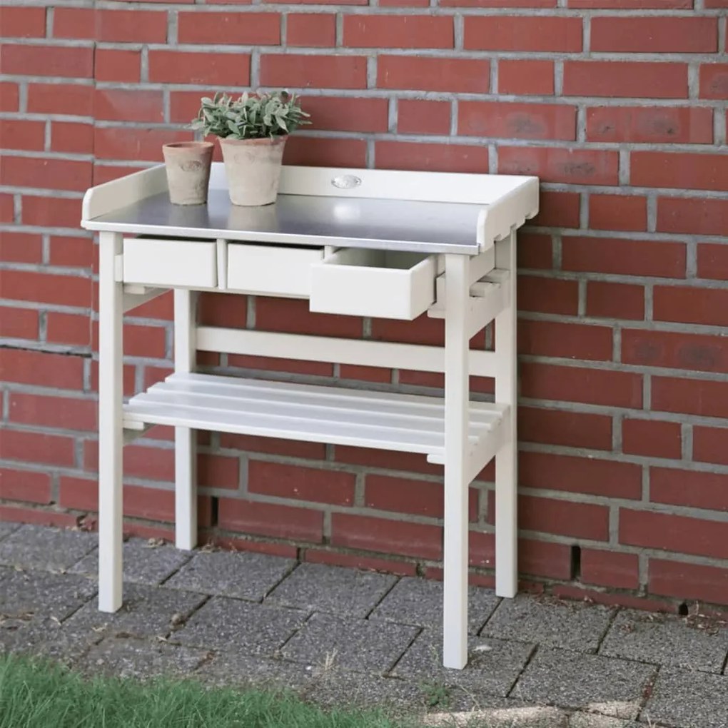 Esschert Design Záhradný pracovný stôl, biely CF29W