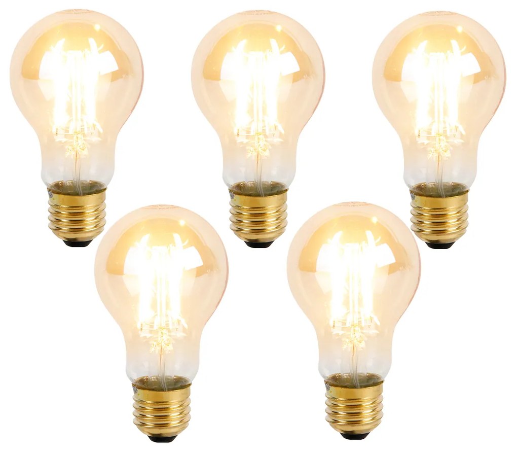Sada 5 stmievateľných LED žiaroviek E27 s 3-stupňovým stmievaním A60 Goldline 5W 530lm 2200K