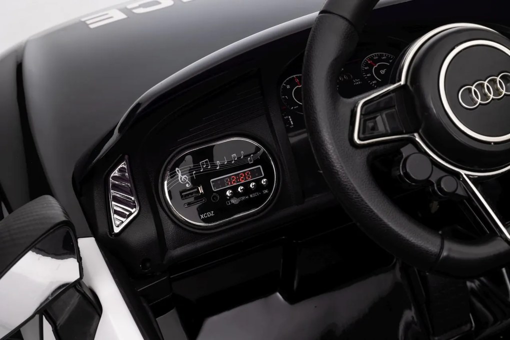 Ramiz Elektrické autíčko Audi R8 Polícia na batérie + diaľkové ovládanie + EVA + pomalý štart + MP3 LED