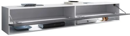 TV stolík/skrinka Adenik 180 MDF, Farby: biela / biela fala, Osvetlenie: osvetlenie LED RGB - farebné