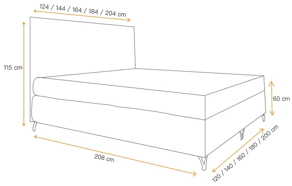 Boxspringová posteľ SHANNON - 180x200, červená + topper ZDARMA