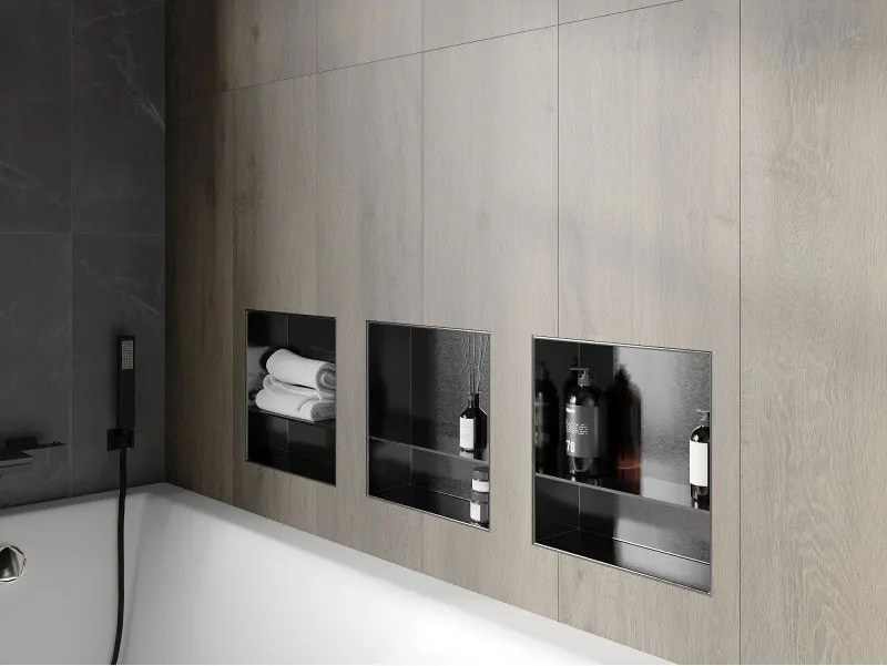 Mexen X-Wall-NR, polica na zapustenie bez príruby 30 x 30 cm, grafitová matná - 19E1303010S