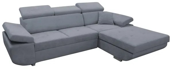 Rozkladacia rohová sedacia súprava CASTELO do tvaru L s úložným priestorom, pravá, tmavosivá