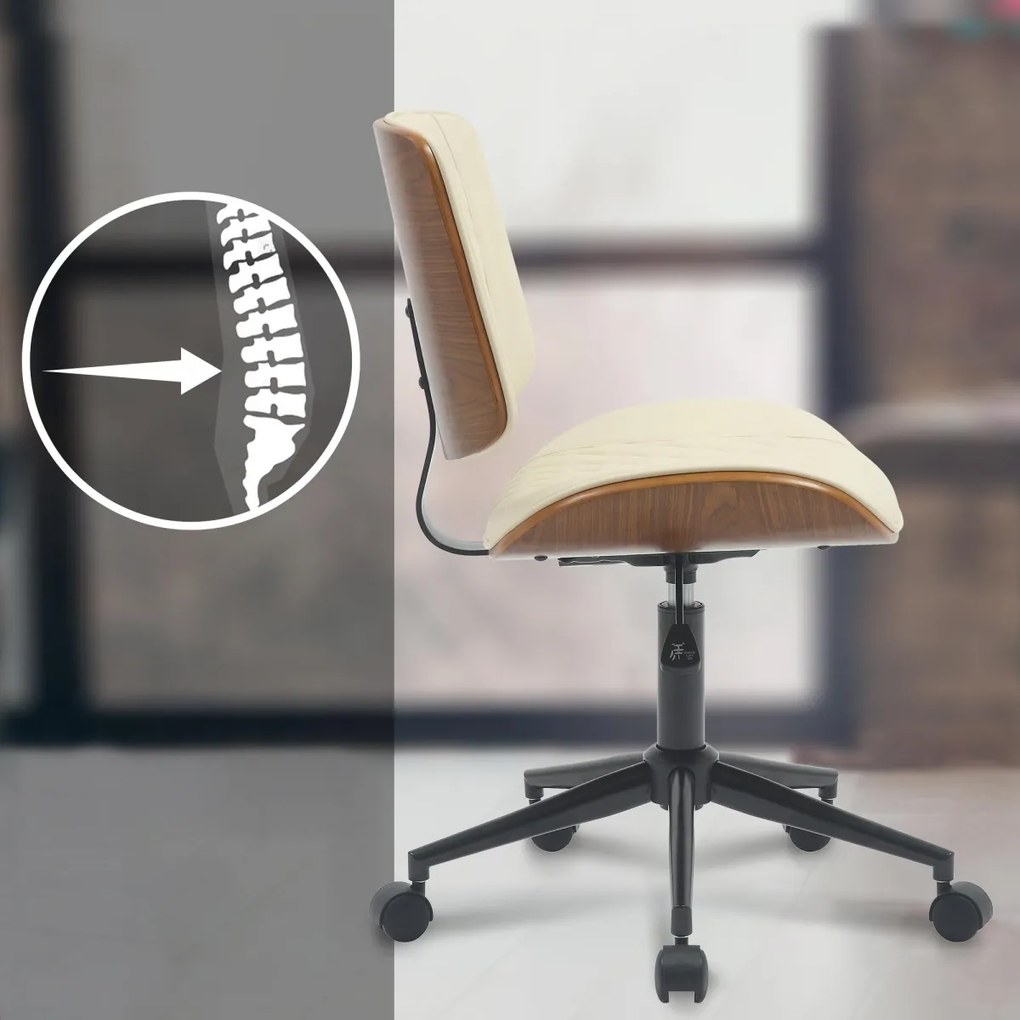 Design-Shop Kancelárska stolička Plover koženka - Orech / Krémová