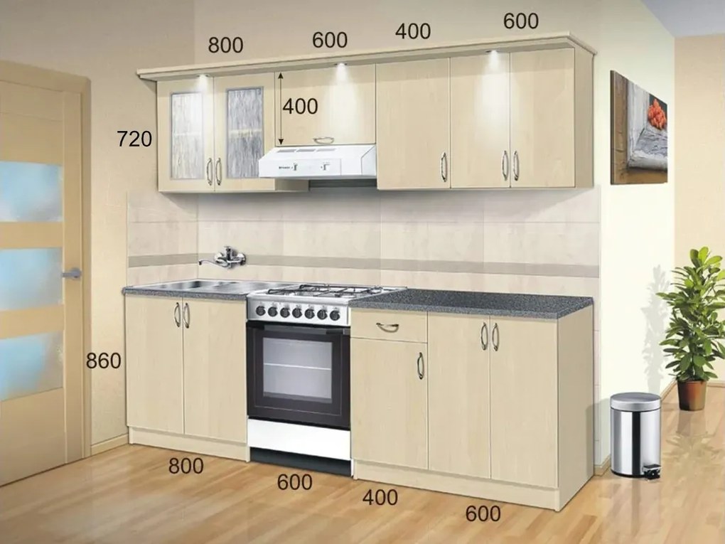 Nabytekmorava Kuchynská linka Bára B farba kuchyne: ořech / krém