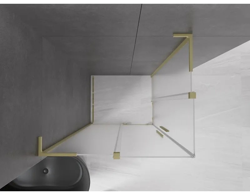 Mexen Velar L Duo, sprchový kút s posuvnými dverami 100 x 90 cm, 8mm sklo námraza, zlatá matná, 871-100-090-02-33-55