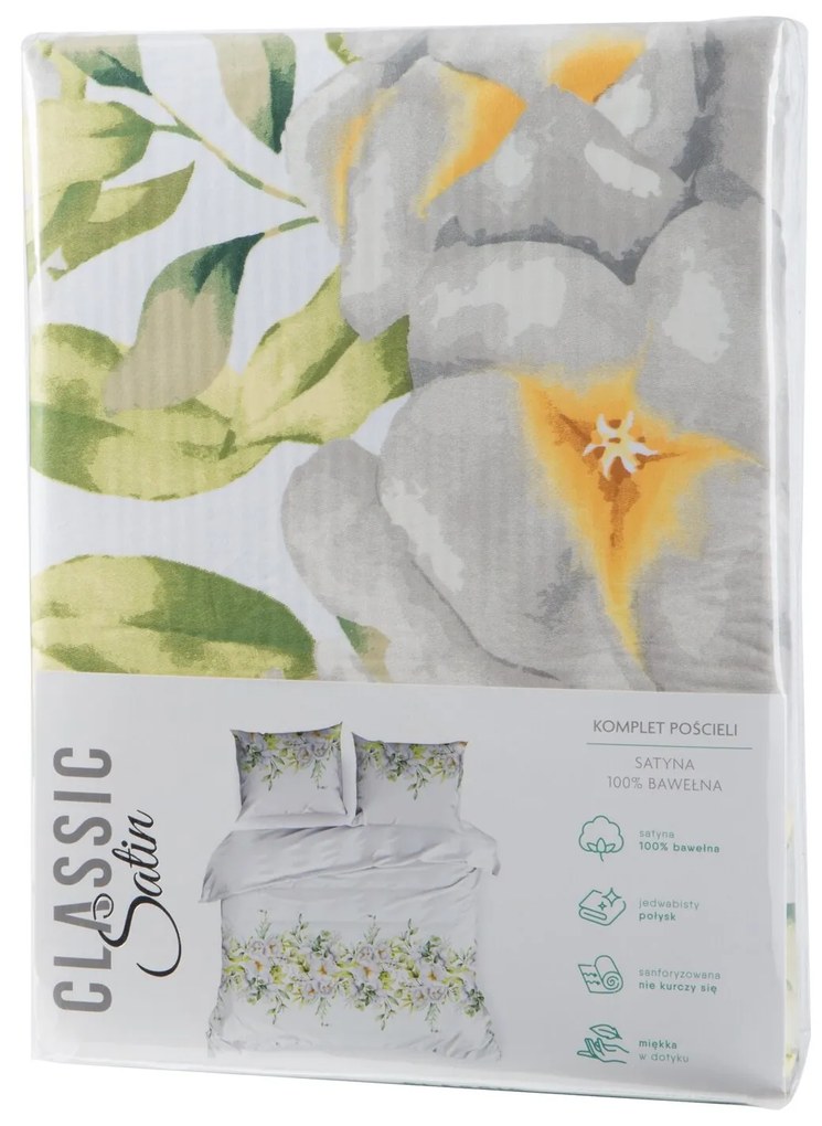 SATÉNOVÉ OBLIEČKY SPRING22 200X220 CM, 2KS 70X80 CM KVETY