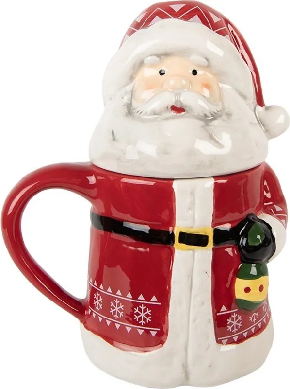 Keramický hrnček Santa Claus s viečkom - 15*10*19 cm / 450 ml