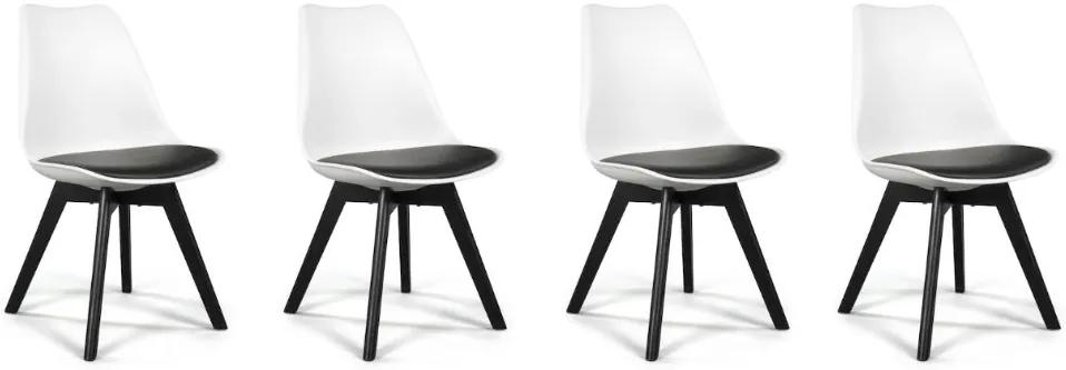 Bestent Jedálenské stoličky 4ks bielo-čierne škandinávsky štýl Dark-Basic