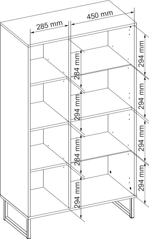 Vitrínová skrinka Cube, dub evoke / pieskovo šedá, s osvetlením