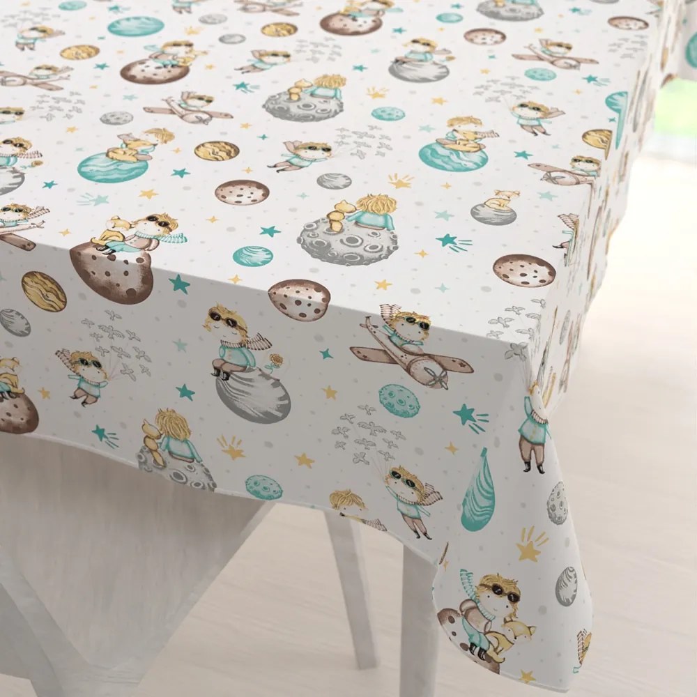 Biante Detský bavlnený obdĺžnikový obrus Sandra SA-561 Malý princ na bielom 60x100 cm