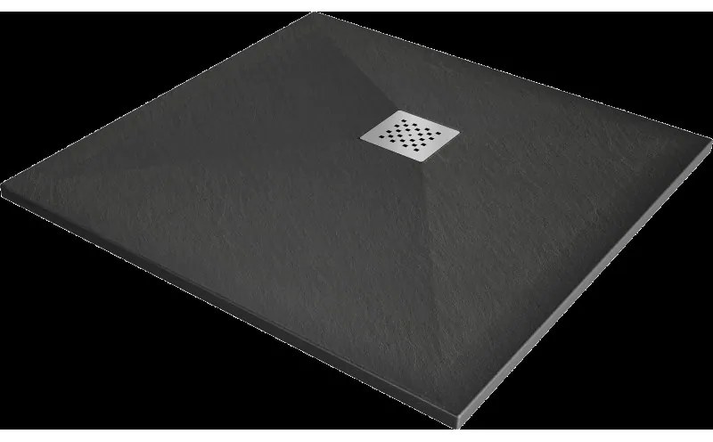Mexen Stone+ kompozitná štvorcová sprchová vanička 70 x 70 cm, Antracit - 44717070