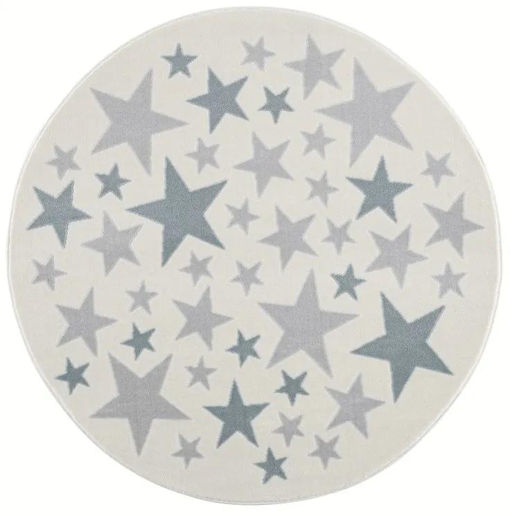 Detský koberec - More hviezdičiek okrúhly barva: krémovošedá - modrá,  rozměr: 133 cm | BIANO