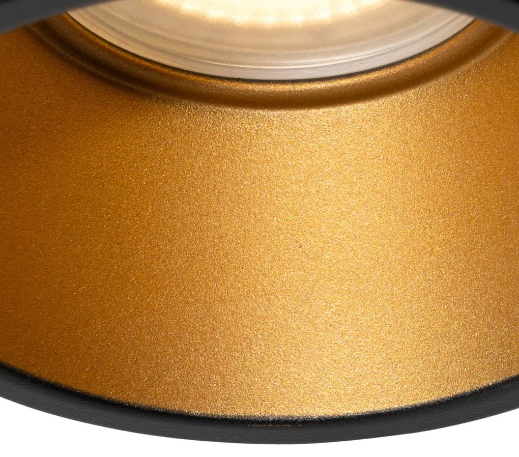 Set van 6 moderne inbouwspots zwart met goud GU10 50mm IP44 - Dept