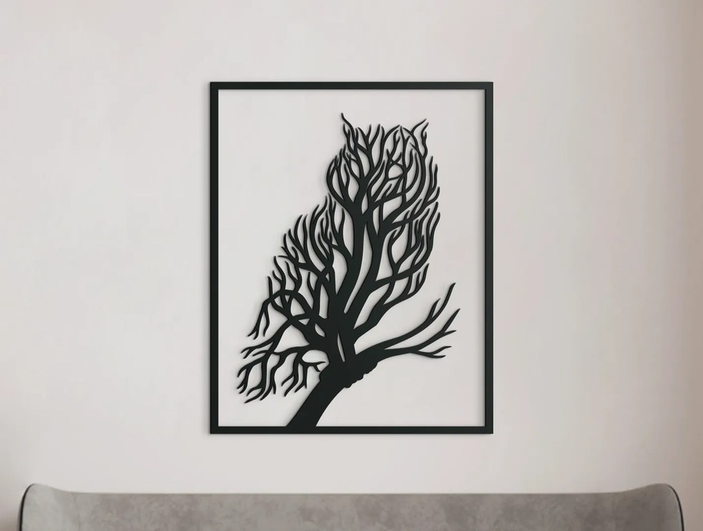 drevko Drevený obraz Sova a strom Rozmer obrazu: 40,5 x 32,5 cm, Farba dekorácie: Čierna