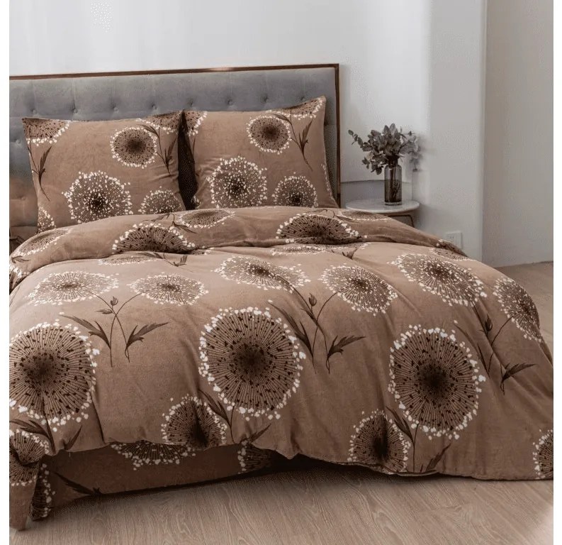 Sada 2ks mikroplyšových obliečok PAMPELINO svetlohnedé + plachta mikroplyš SOFT 180x200 cm biela, dvojlôžko
