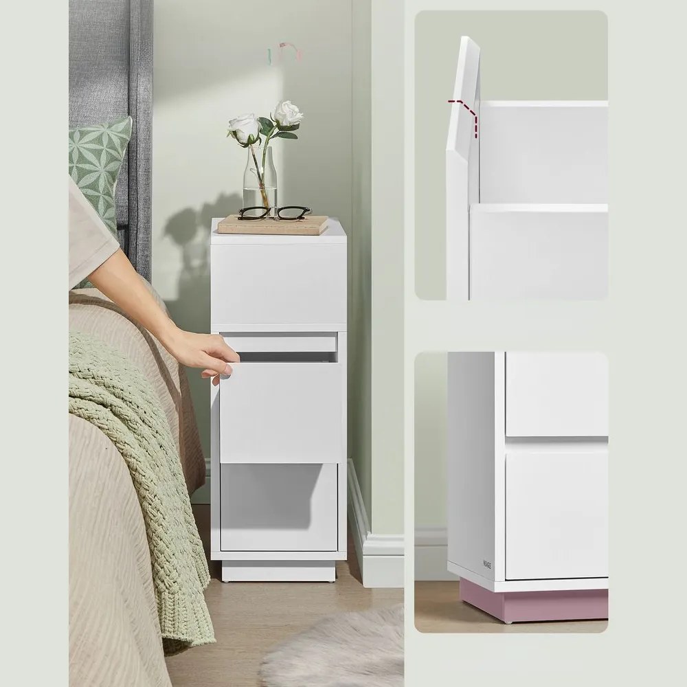 Nočný stolík ROBIN, 30x25x65cm, biela Vasagle