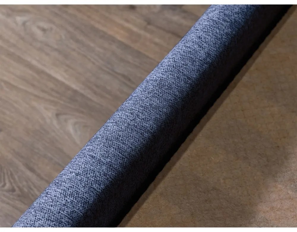 Tmavomodrá čalúnená dvojlôžková posteľ s úložným priestorom a roštom 160x200 cm Garancia – Bobochic Paris