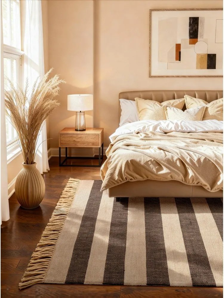 Čierny/krémovobiely obojstranný/ručne tkaný jutový koberec 120x170 cm Playa – Hanse Home