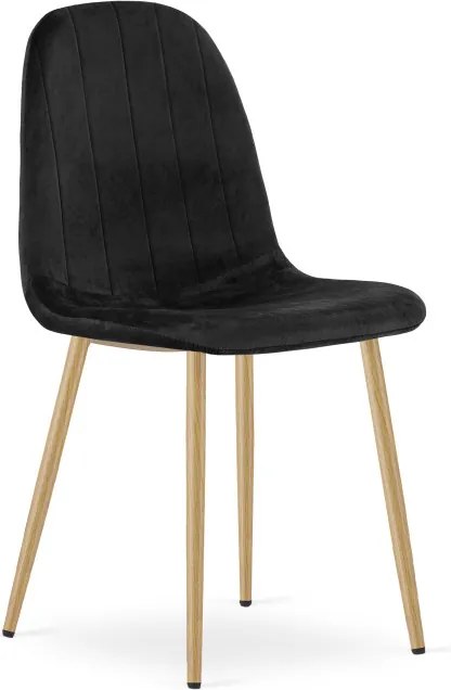 Set štyroch jedálenských stoličiek PADVA zamatové čierne / hnedé nohy (4 ks)