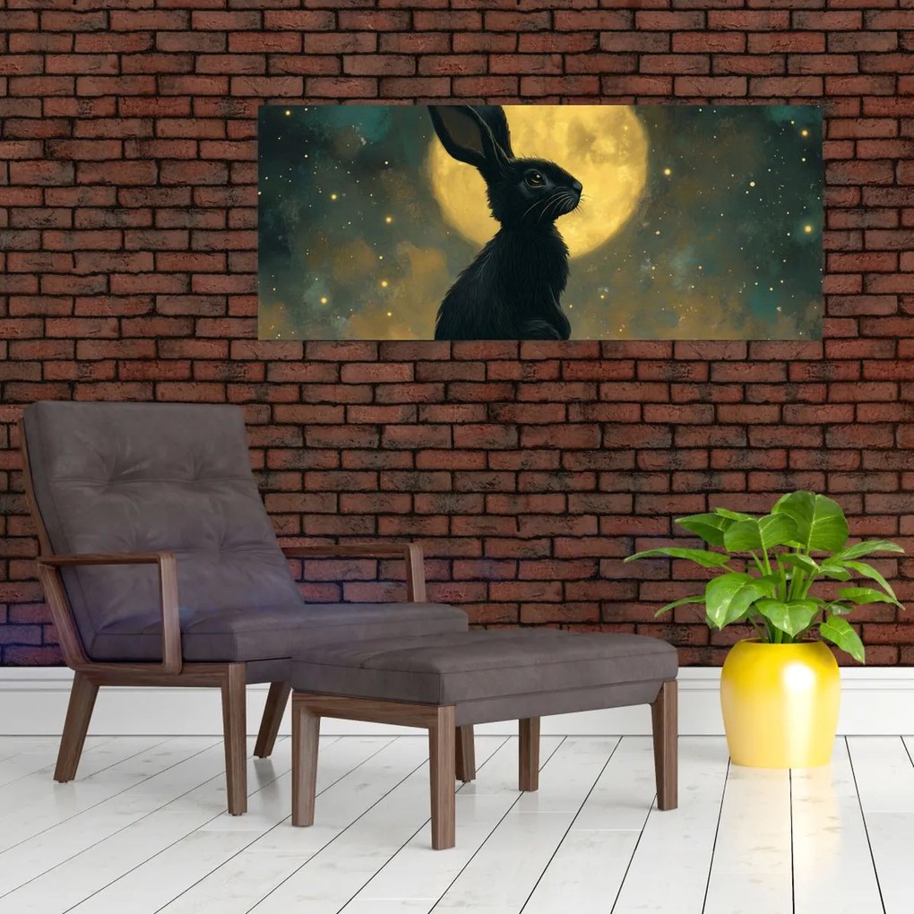 Obraz - Zajac s mesiacom (120x50 cm)