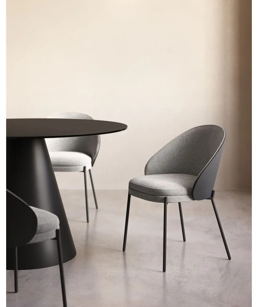 Čierne/sivé čalúnené jedálenské kreslo Eamy – Kave Home