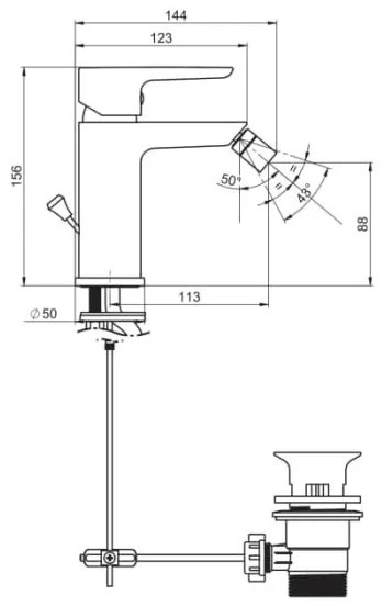 JIKA H3412H10041101 - Bidetová batéria PONTA 15,6 cm lesklý chróm